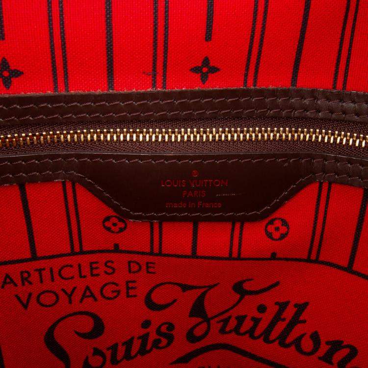Pre Owned Louis Vuitton Brown Damier Ebene Neverfull MM