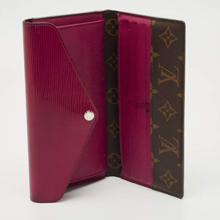 Pre Owned Louis Vuitton Fuchsia Epi Leather and Monogram Canvas Marie-Lou Long Wallet