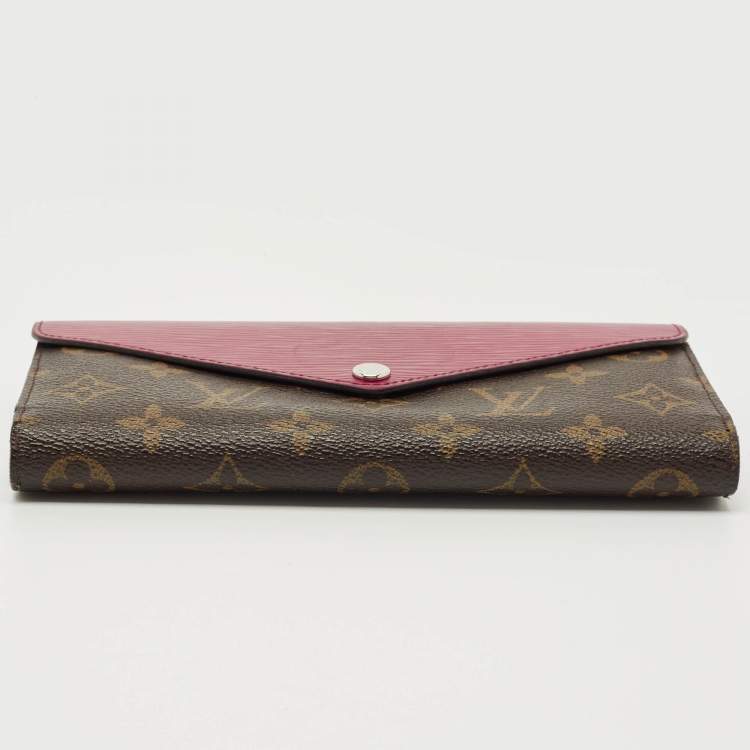 Pre Owned Louis Vuitton Fuchsia Epi Leather and Monogram Canvas Marie-Lou Long Wallet
