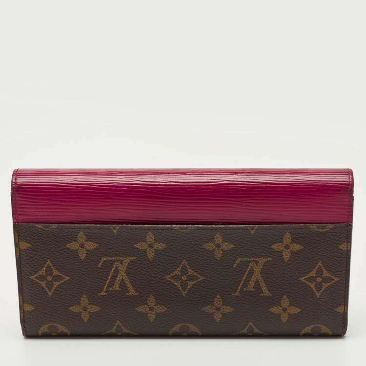 Pre Owned Louis Vuitton Fuchsia Epi Leather and Monogram Canvas Marie-Lou Long Wallet