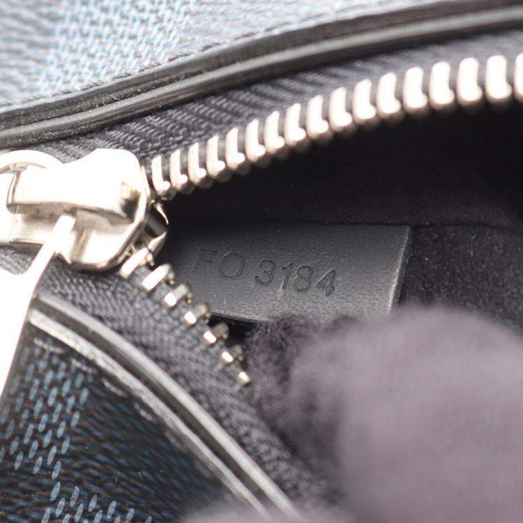 Pre Owned Louis Vuitton Greenwich Shoulder Tote Bag Damier Cobalt Canvas Leather