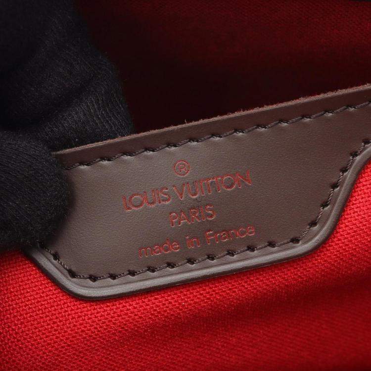 Pre Owned Louis Vuitton Cabas Mezzo Tote Bag Damier Canvas Leather Ebene