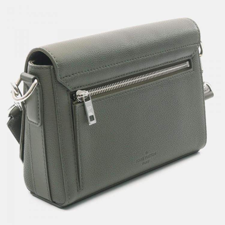 Pre Owned Louis Vuitton Takeoff Messenger Shoulder Bag Aerogram Leather Green
