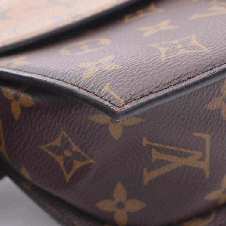 Pre Owned Louis Vuitton Tilsitt Shoulder Handbag Monogram Reverse Brown Black