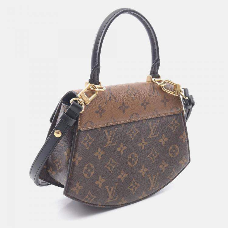 Pre Owned Louis Vuitton Tilsitt Shoulder Handbag Monogram Reverse Brown Black