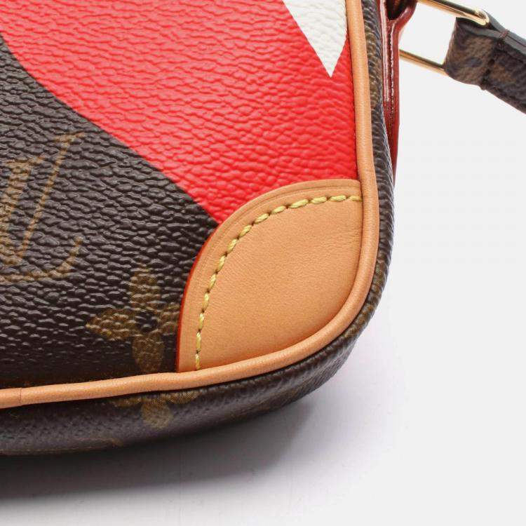 Pre Owned Louis Vuitton Panam Set Shoulder Bag Game On Monogram Pvc Coated Canvas Leather Brown Multicolor