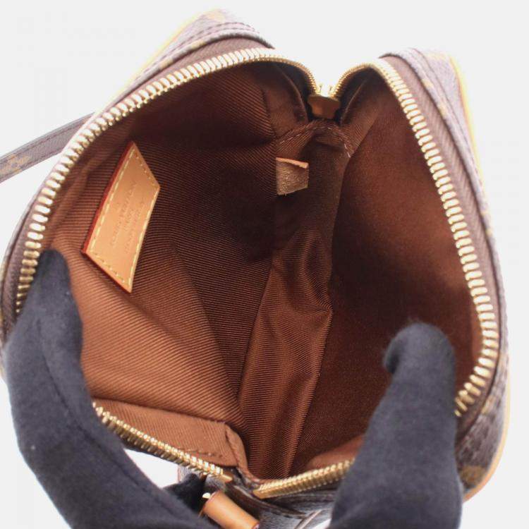 Pre Owned Louis Vuitton Panam Set Shoulder Bag Game On Monogram Pvc Coated Canvas Leather Brown Multicolor