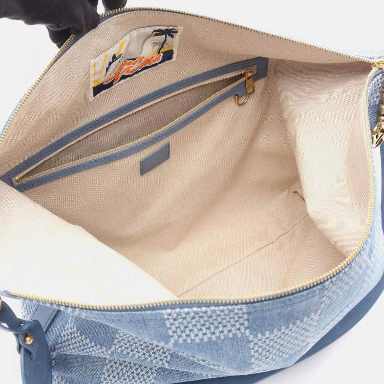 مملوكة مسبقًا Louis Vuitton Vagabond Hobo Shoulder Bag Denim Leather Blue