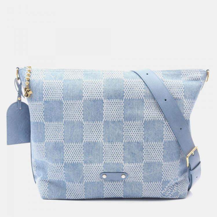 مملوكة مسبقًا Louis Vuitton Vagabond Hobo Shoulder Bag Denim Leather Blue