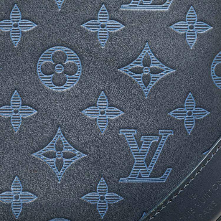 Pre Owned Louis Vuitton Navy Blue Monogram Shadow Duo Messenger