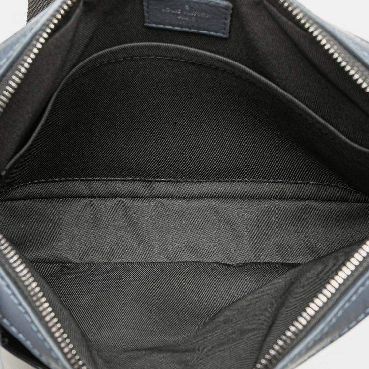 Pre Owned Louis Vuitton Navy Blue Monogram Shadow Duo Messenger