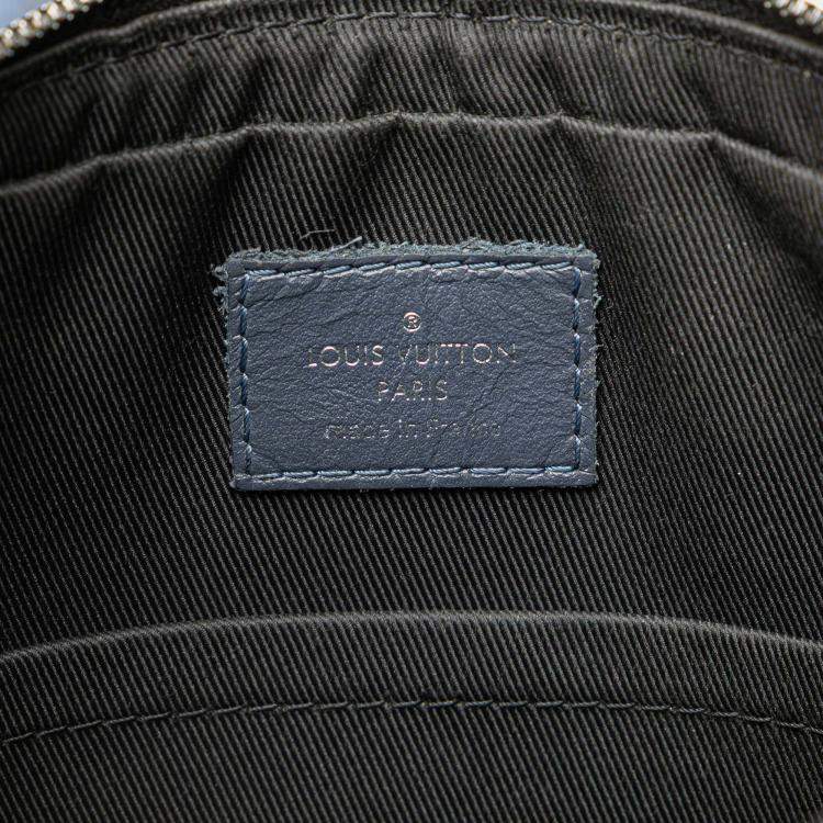 Pre Owned Louis Vuitton Navy Blue Monogram Shadow Duo Messenger