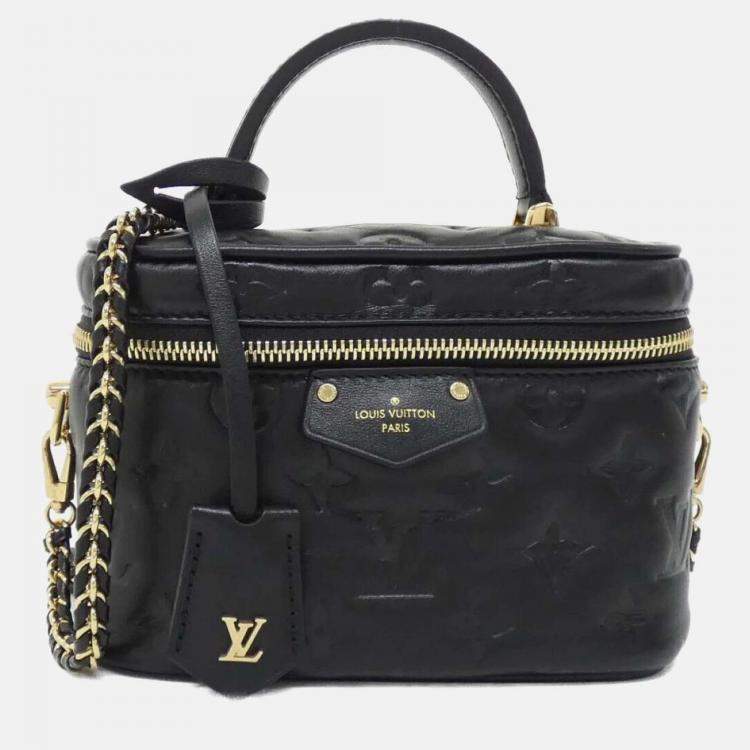 Pre Owned Louis Vuitton Vanity Coussin PM Black Monogram Leather Shoulder Bag