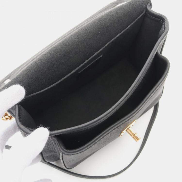 Pre Owned Louis Vuitton Lockme Black Leather Chain Shoulder Bag