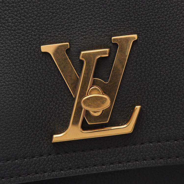 Pre Owned Louis Vuitton Lockme Black Leather Chain Shoulder Bag