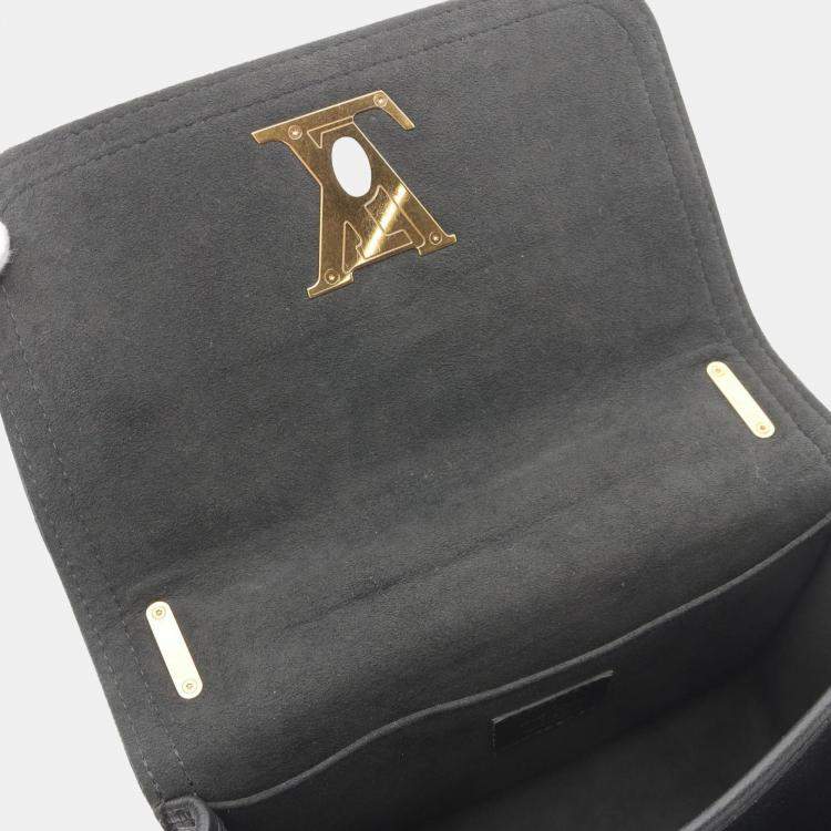 Pre Owned Louis Vuitton Lockme Black Leather Chain Shoulder Bag