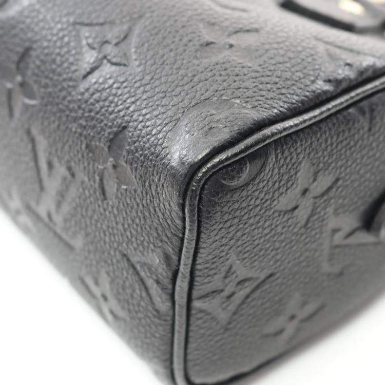 Pre Owned Louis Vuitton Nanospeedy Black Monogram Empreinte Leather Handbag 