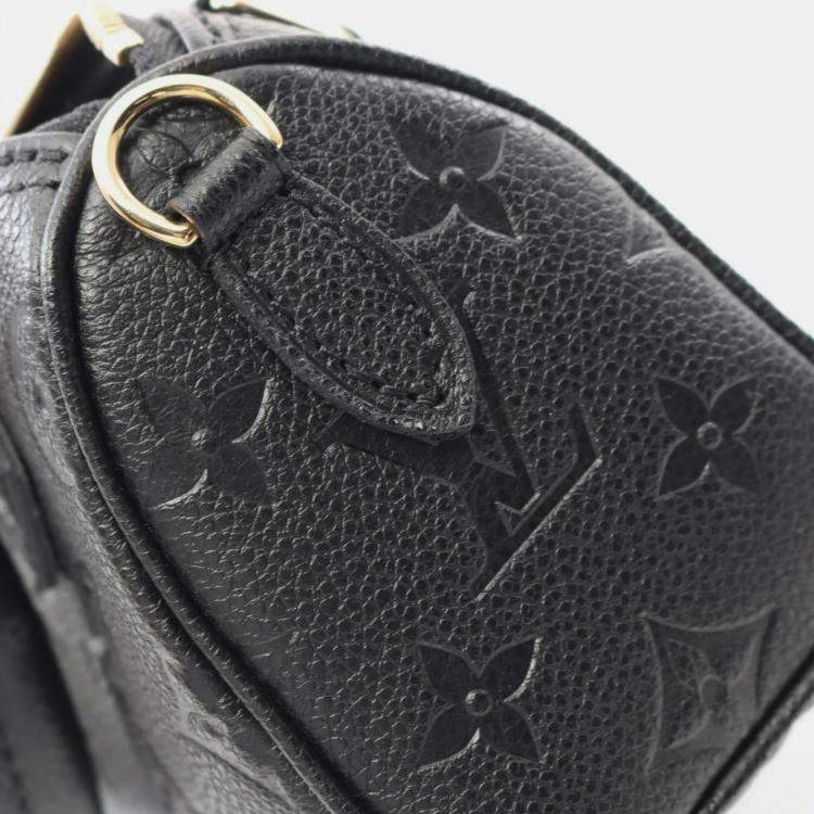 Pre Owned Louis Vuitton Nanospeedy Black Monogram Empreinte Leather Handbag 
