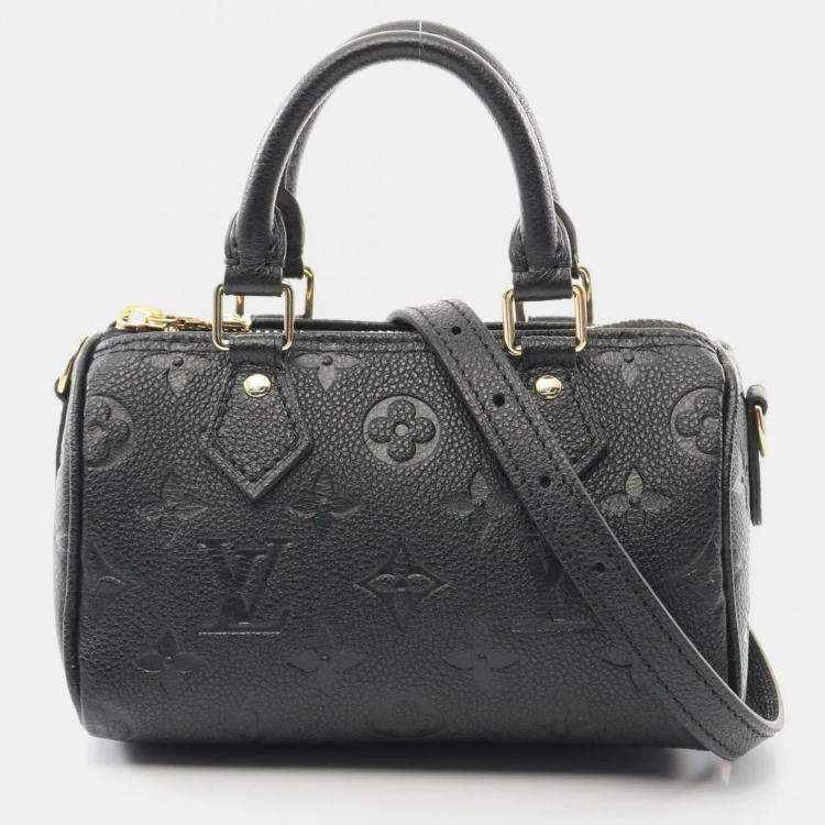Pre Owned Louis Vuitton Nanospeedy Black Monogram Empreinte Leather Handbag 