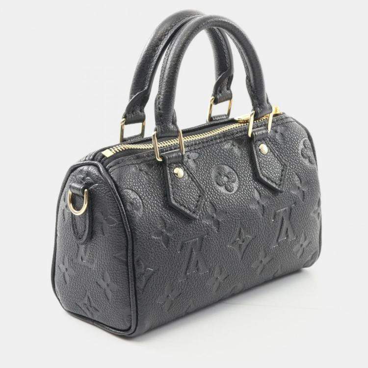 Pre Owned Louis Vuitton Nanospeedy Black Monogram Empreinte Leather Handbag 