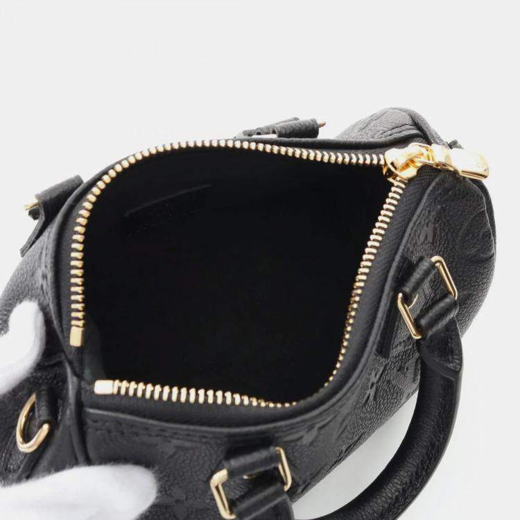 Pre Owned Louis Vuitton Nanospeedy Black Monogram Empreinte Leather Handbag 