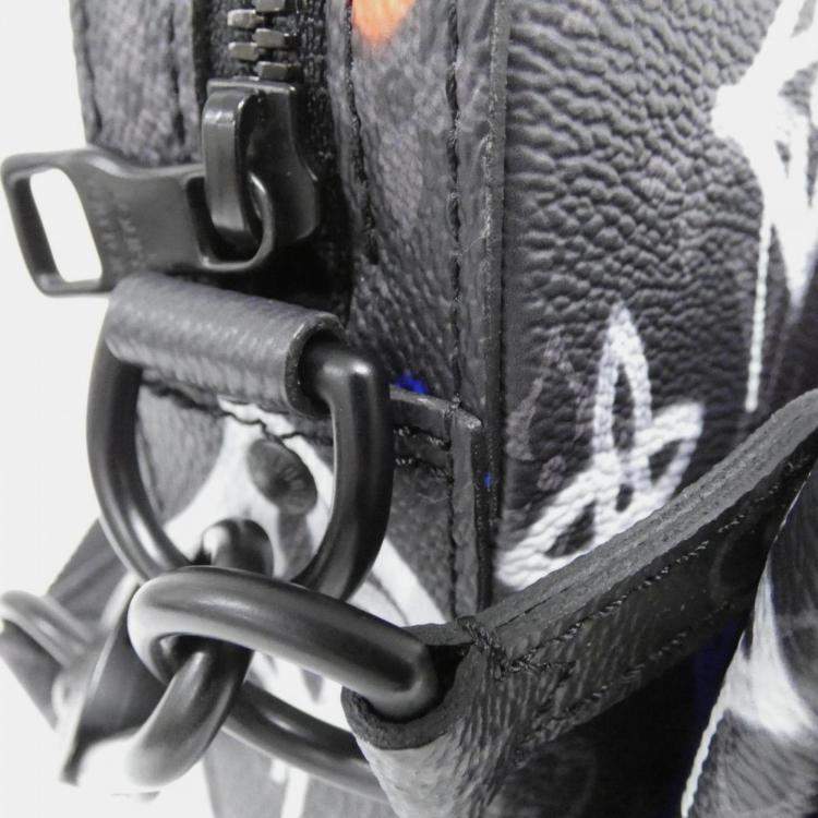 Pre Owned Louis Vuitton Monogram Eclipse (Lv Graffiti) Trio Messenger Shoulder Bag