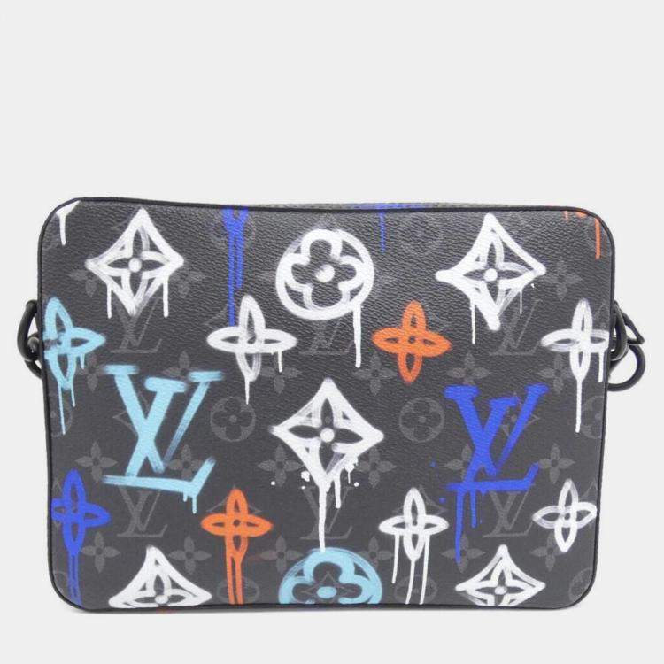Pre Owned Louis Vuitton Monogram Eclipse (Lv Graffiti) Trio Messenger Shoulder Bag