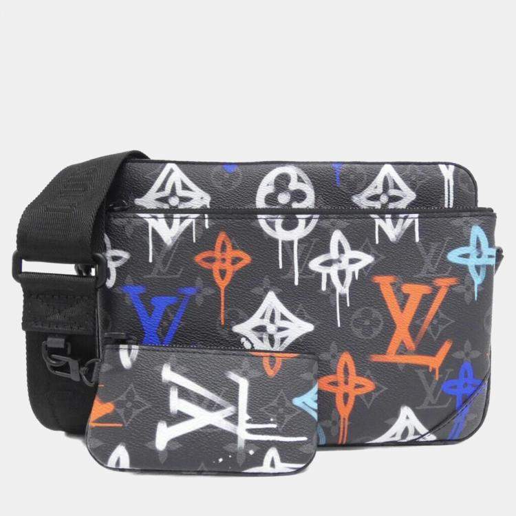 Pre Owned Louis Vuitton Monogram Eclipse (Lv Graffiti) Trio Messenger Shoulder Bag
