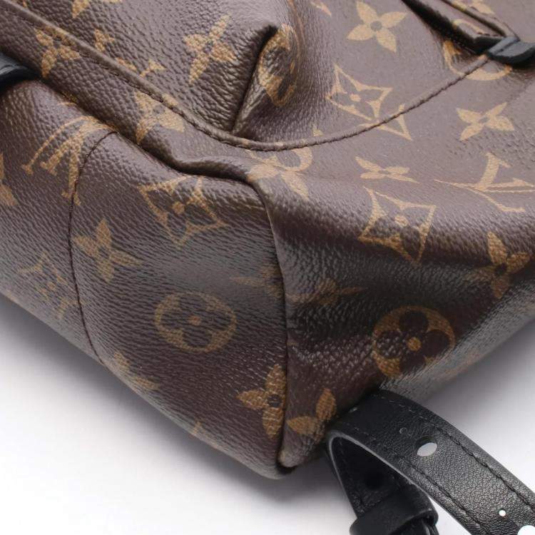 Pre Owned Louis Vuitton Palm Springs Pm Backpack Coated Canvas And Leather Monogram Brown Black