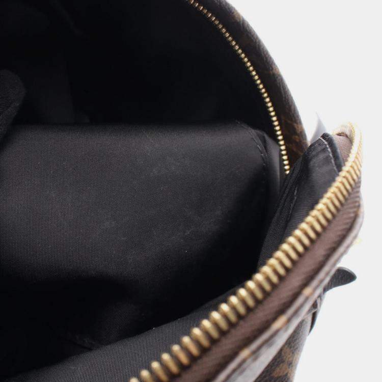 Pre Owned Louis Vuitton Palm Springs Pm Backpack Coated Canvas And Leather Monogram Brown Black