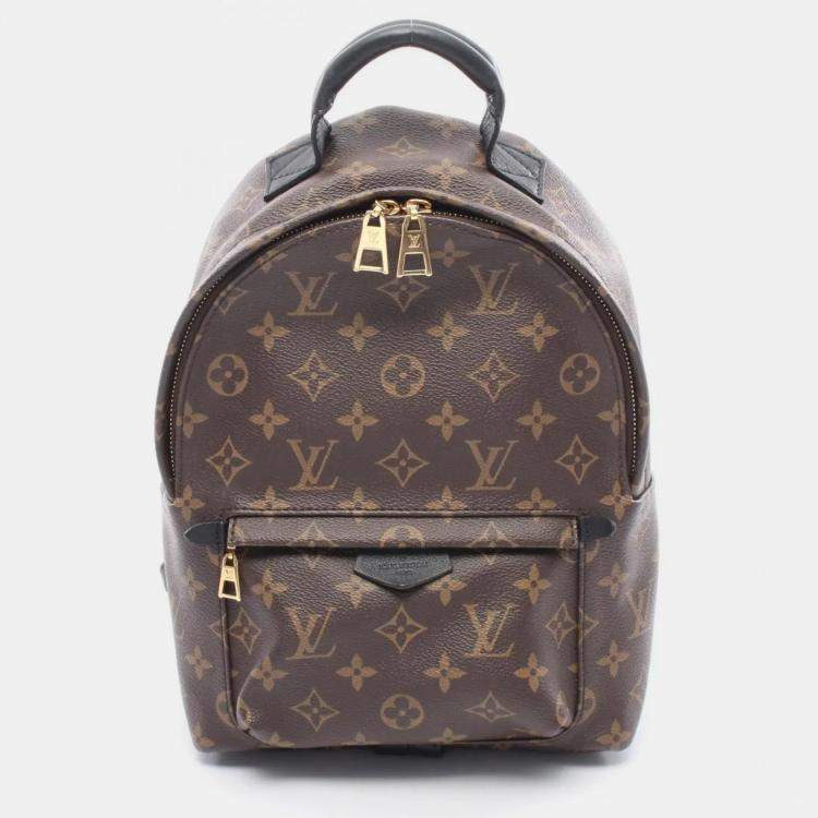 Pre Owned Louis Vuitton Palm Springs Pm Backpack Coated Canvas And Leather Monogram Brown Black