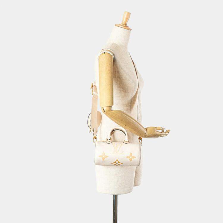 Pre Owned Louis Vuitton Monogram Empreinte Papillon Bb Handbag Shoulder Bag Creme Saffron Grained Calf Leather