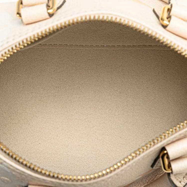 Pre Owned Louis Vuitton Monogram Empreinte Papillon Bb Handbag Shoulder Bag Creme Saffron Grained Calf Leather