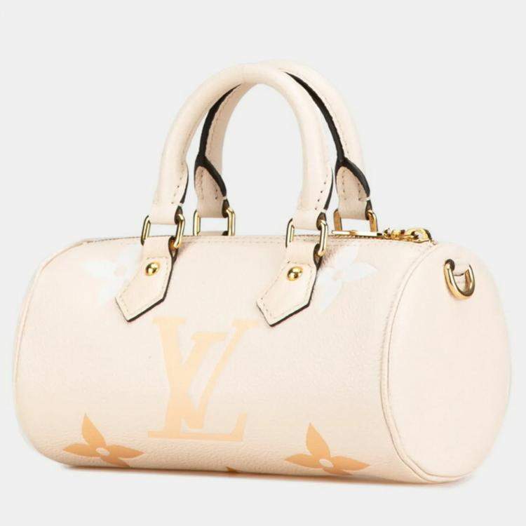 Pre Owned Louis Vuitton Monogram Empreinte Papillon Bb Handbag Shoulder Bag Creme Saffron Grained Calf Leather