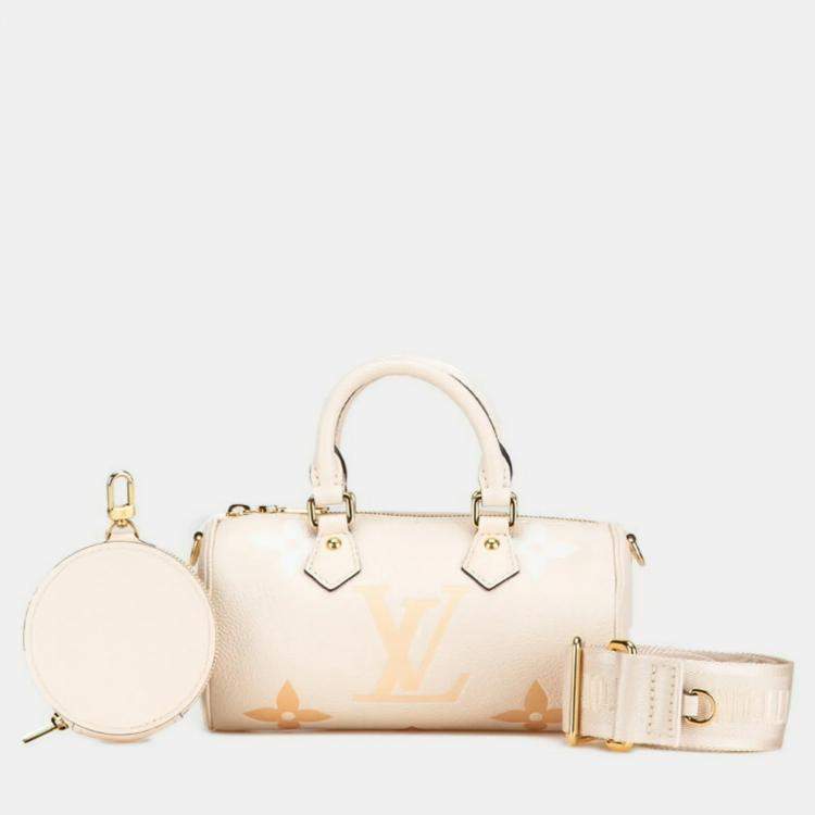 Pre Owned Louis Vuitton Monogram Empreinte Papillon Bb Handbag Shoulder Bag Creme Saffron Grained Calf Leather