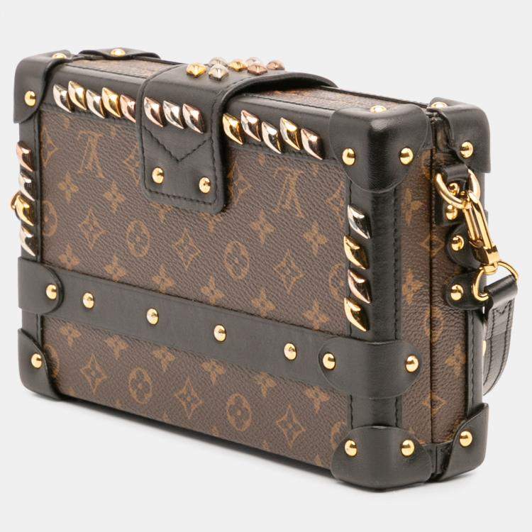 Pre Owned Louis Vuitton Brown Monogram Studded Petite Malle Shoulder Bag