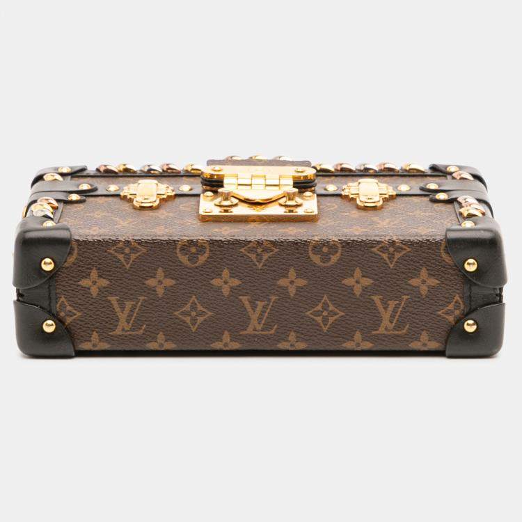 Pre Owned Louis Vuitton Brown Monogram Studded Petite Malle Shoulder Bag