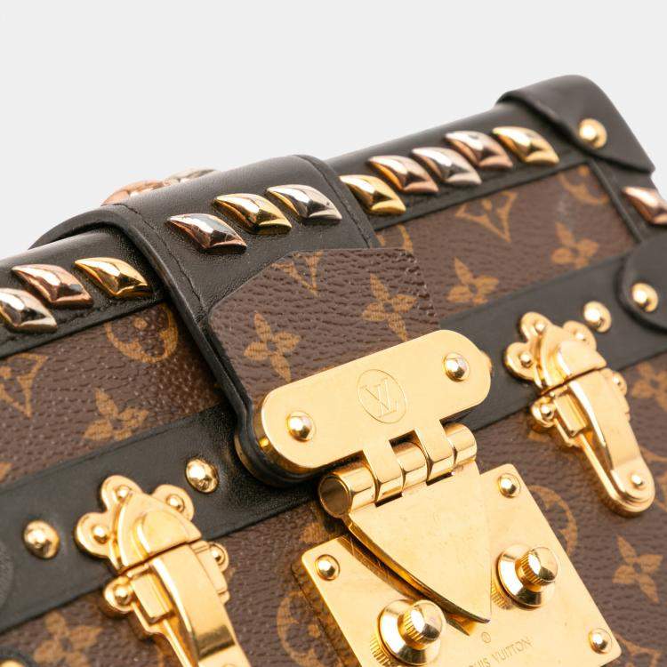 Pre Owned Louis Vuitton Brown Monogram Studded Petite Malle Shoulder Bag