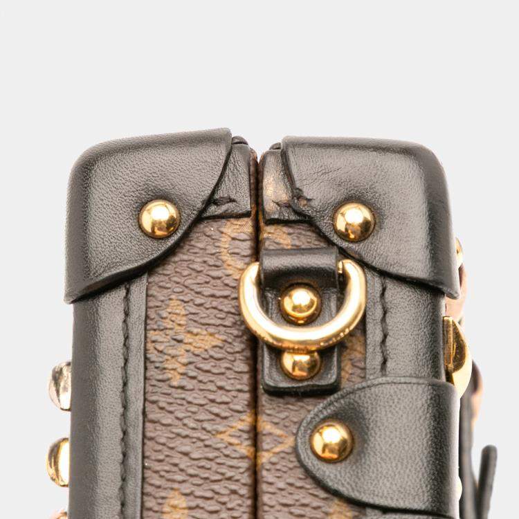 Pre Owned Louis Vuitton Brown Monogram Studded Petite Malle Shoulder Bag