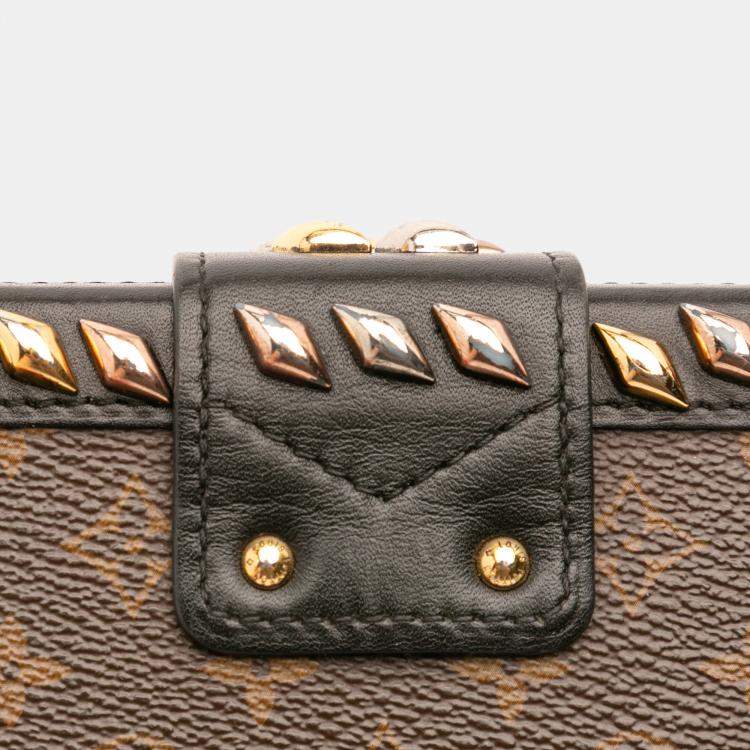 Pre Owned Louis Vuitton Brown Monogram Studded Petite Malle Shoulder Bag
