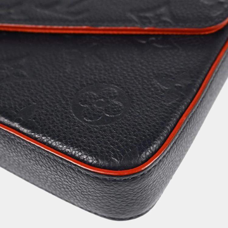 Pre Owned Louis Vuitton Felicie Pochette Navy, Red Monogram Empreinte Leather Shoulder Bag