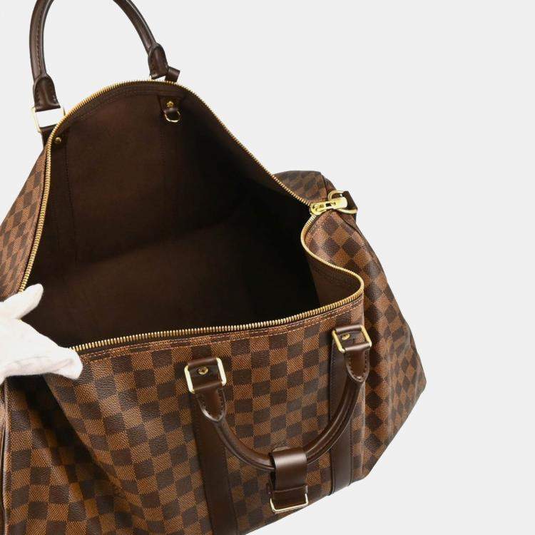 Pre Owned Louis Vuitton Keepall Bandouliere 55 Damier Ebene Canvas Duffle Bag