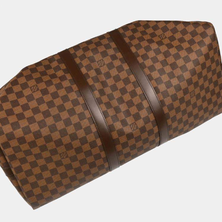 Pre Owned Louis Vuitton Keepall Bandouliere 55 Damier Ebene Canvas Duffle Bag