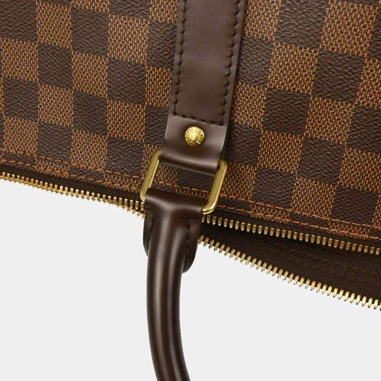 Pre Owned Louis Vuitton Keepall Bandouliere 55 Damier Ebene Canvas Duffle Bag