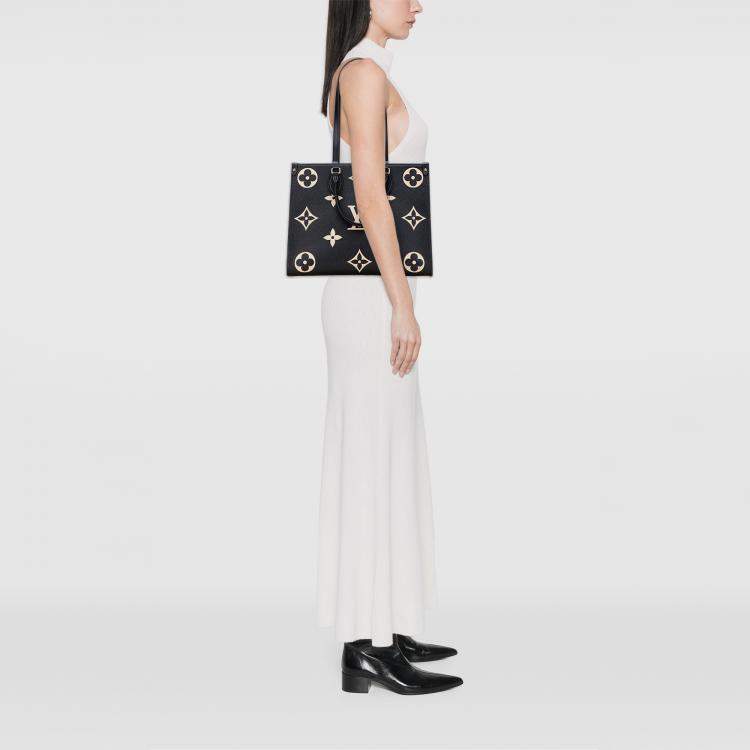 Pre Owned Louis Vuitton Black Bicolor Monogram Empreinte Giant Onthego MM