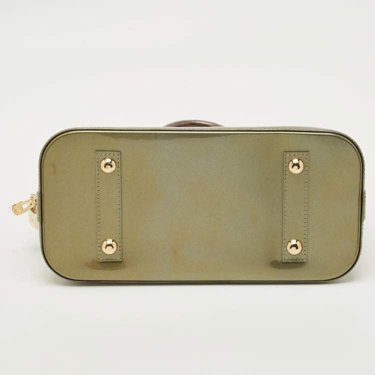 Pre Owned Louis Vuitton Vert Olive Monogram Vernis Alma PM Bag