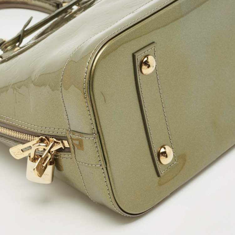 Pre Owned Louis Vuitton Vert Olive Monogram Vernis Alma PM Bag