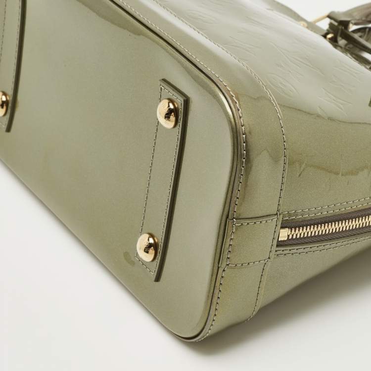 Pre Owned Louis Vuitton Vert Olive Monogram Vernis Alma PM Bag