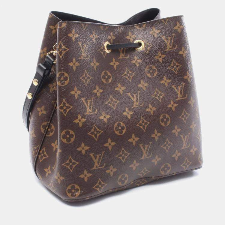 Pre Owned Louis Vuitton NeoNoe Brown Black Monogram Coated Canvas Shoulder Bag