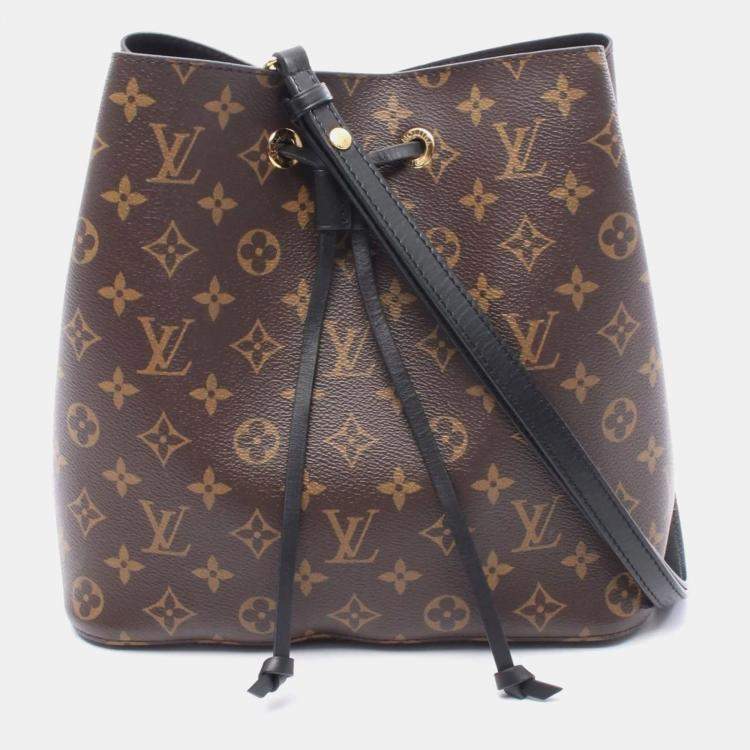 Pre Owned Louis Vuitton NeoNoe Brown Black Monogram Coated Canvas Shoulder Bag